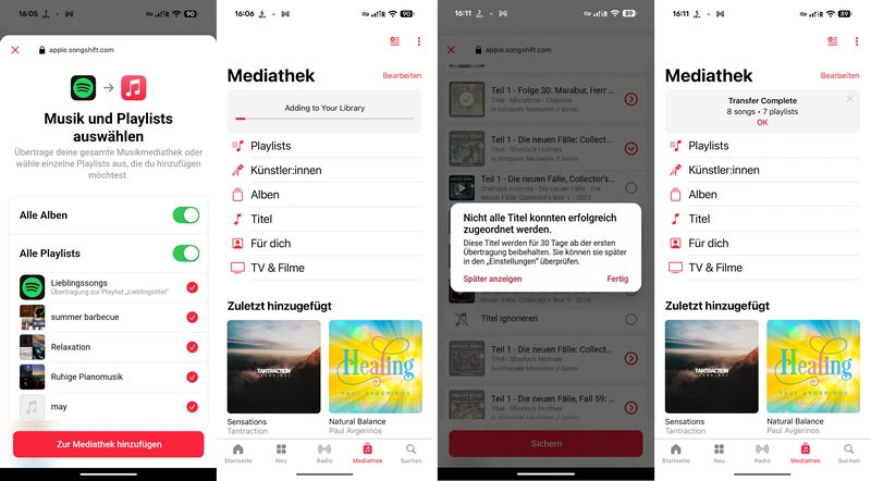 Spotify Playlist für die Übertragung zu Apple Music auswählen