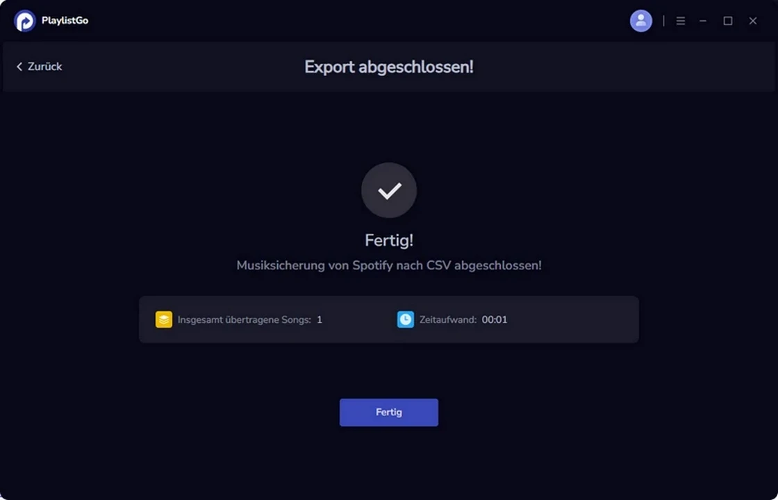 Schritt 5 – Export abgeschlossen