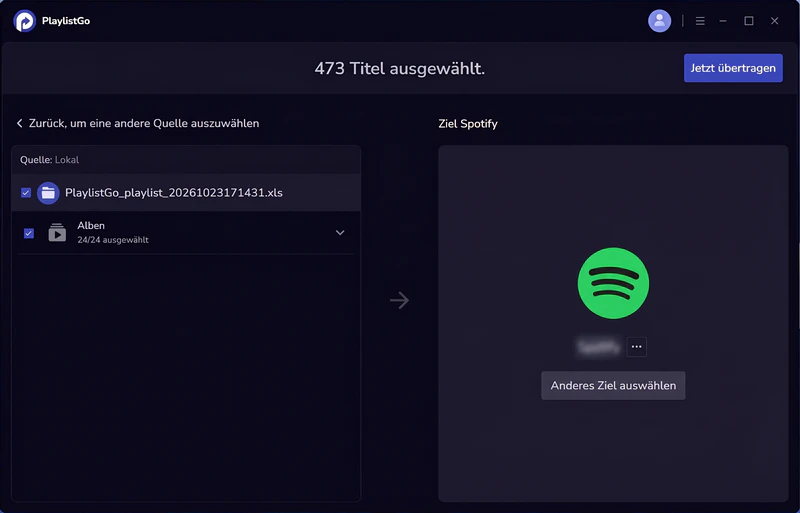 Importieren von CSV-Dateien in Musik-Streaming-Medien