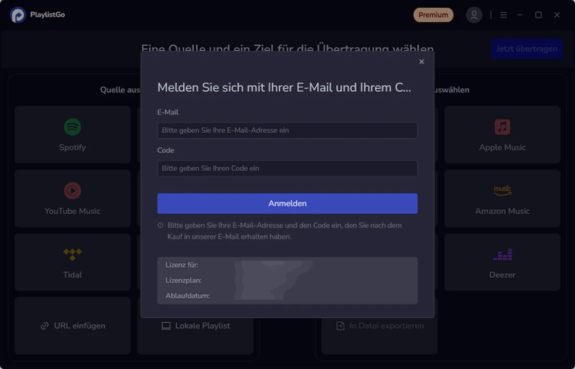 Schritt 2: Lizenzdaten eingeben
