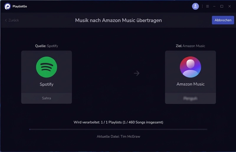 Titel auf Amazon Music übertragen