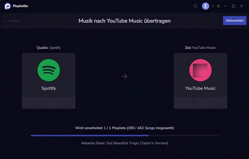 Titel automatisch zu YouTube Music übertragen