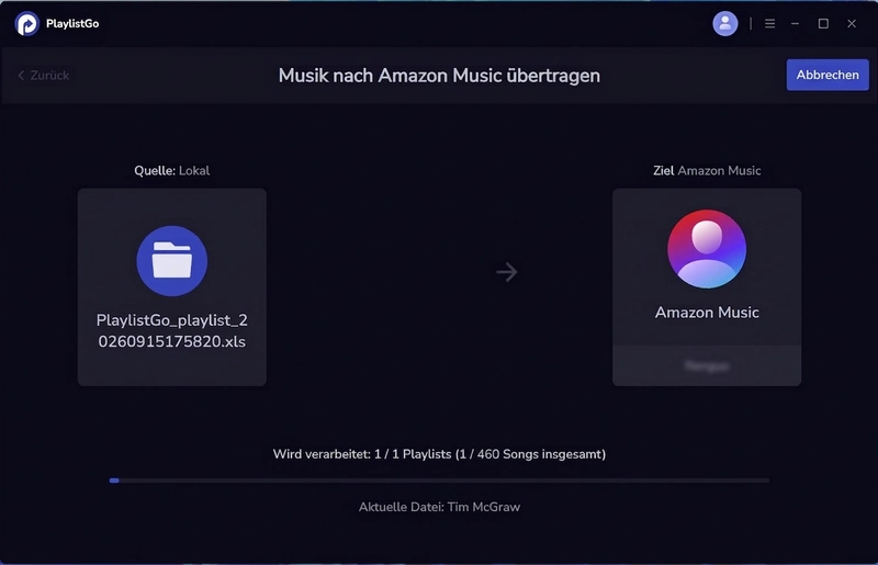 Spotify-Playlist im XLS-Format zu Amazon Music übertragen