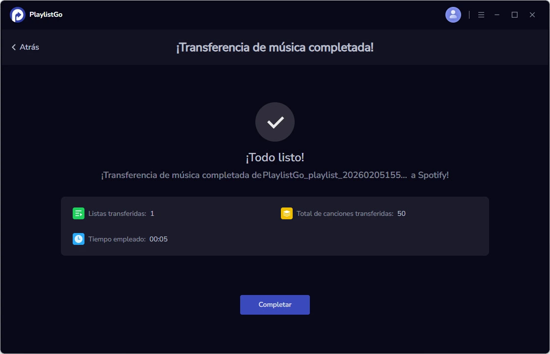 Transferencia completada