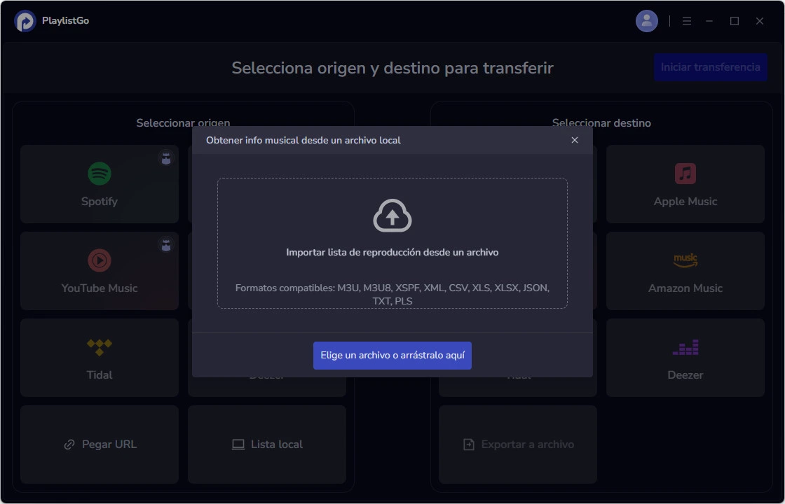 Añade tu archivo de lista de reproducción