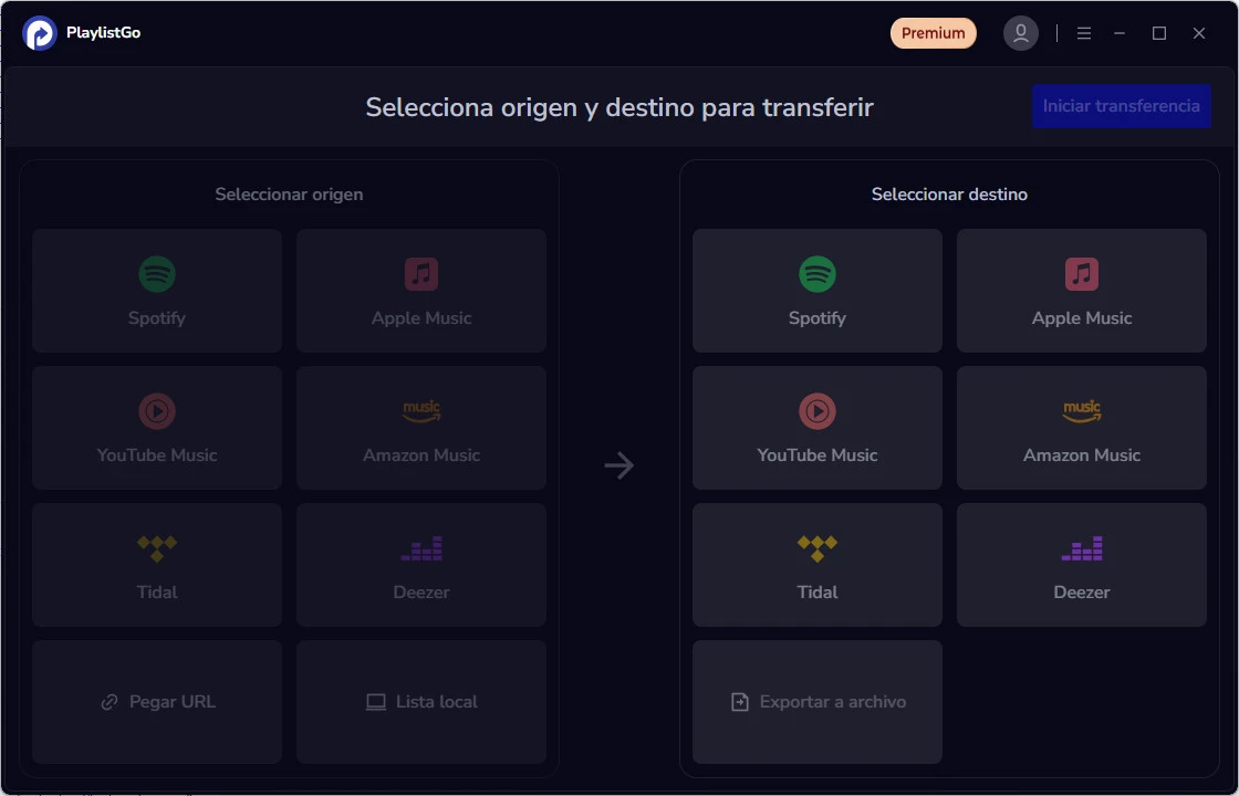 accede al panel de perfil de PlaylistGo