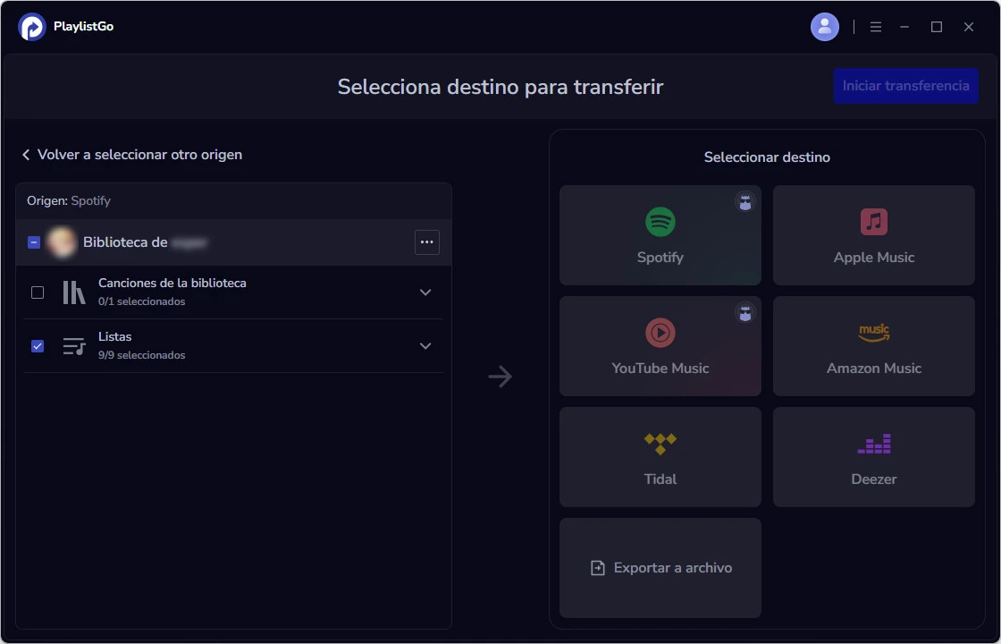 Selecciona listas de reproducción de tu biblioteca