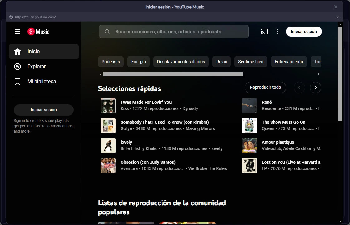 Selecciona YouTube Music como plataforma de destino