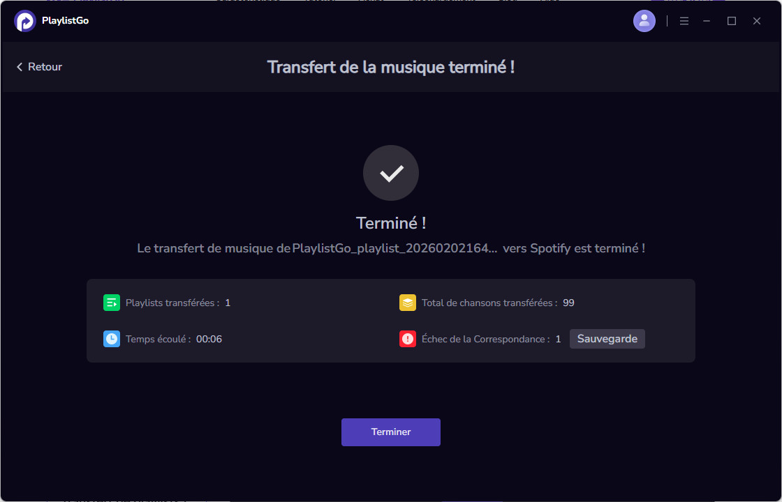 Transfert terminé