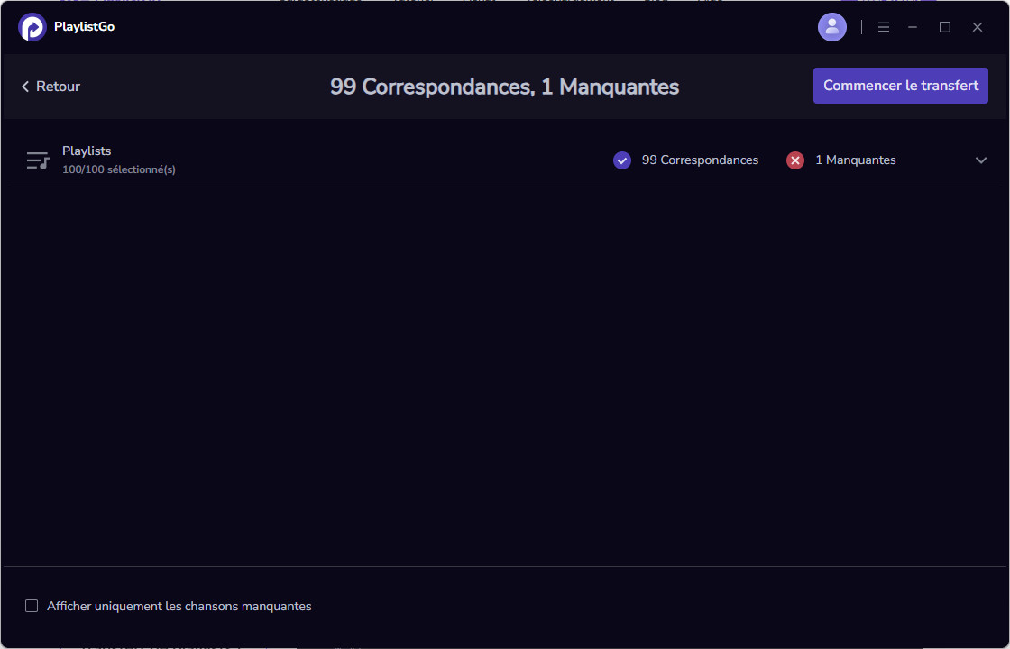 Vérifiez les résultats de la correspondance