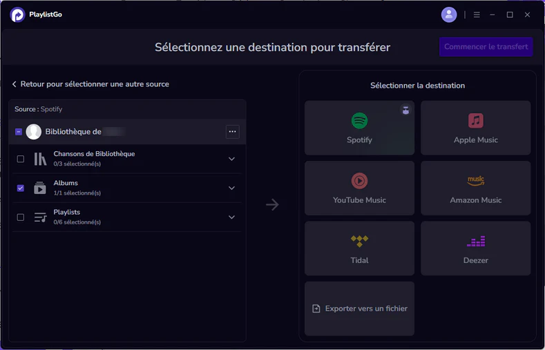 Étape 2 : Sélectionner des morceaux, albums ou playlists de la bibliothèque