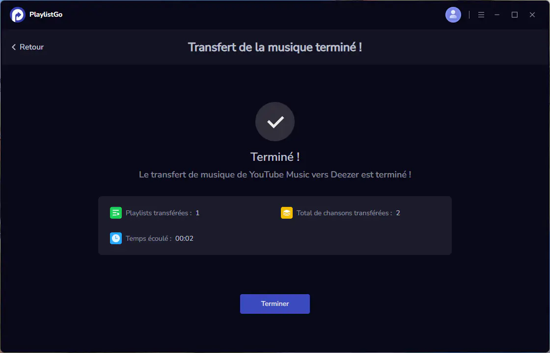 Étape 7 : Terminez le transfert