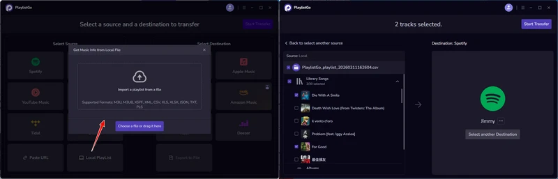 import amazon playlist csv file to spotify