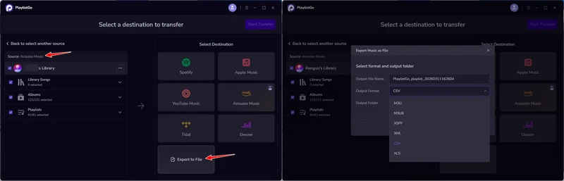 export amazon playlist csv file to spotify