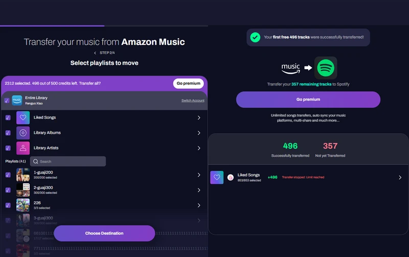 transfer amazon music to spotify with tunemymusic