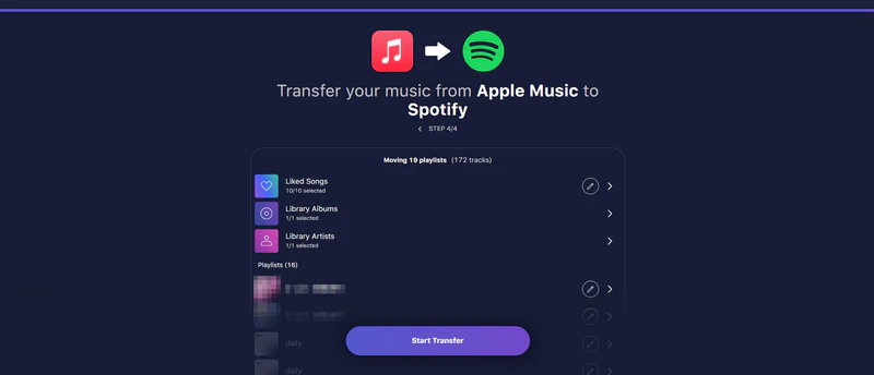 Step 5 – Start the Music Transfer 
