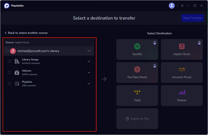 Step 2: Select the Source Music Platform