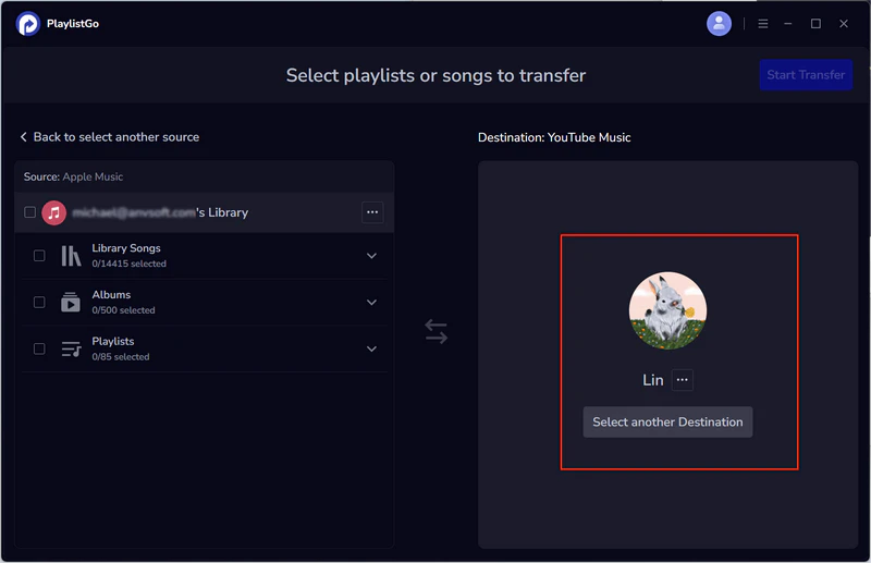 Step 3: Select Your Destination Music Platform