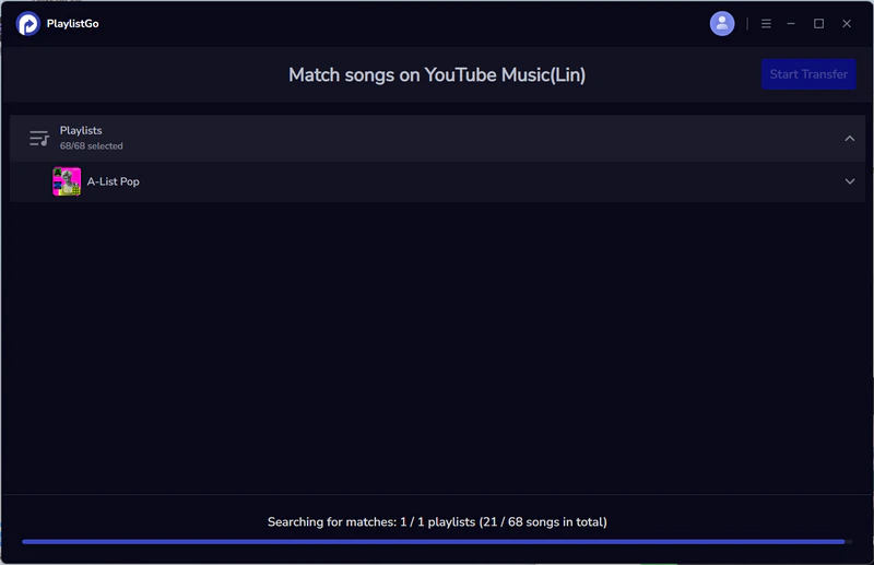Step 4: Start Transferring Apple Music Playlists to YouTube Music