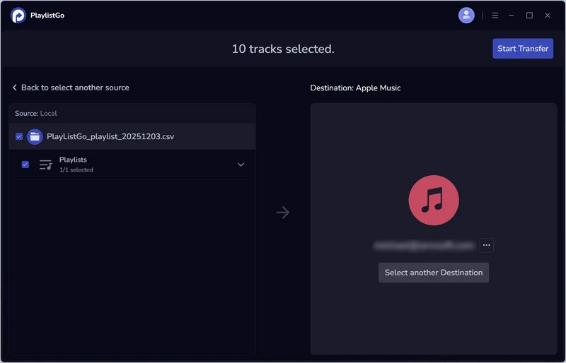 Step 3: Select Your Destination Music Platform