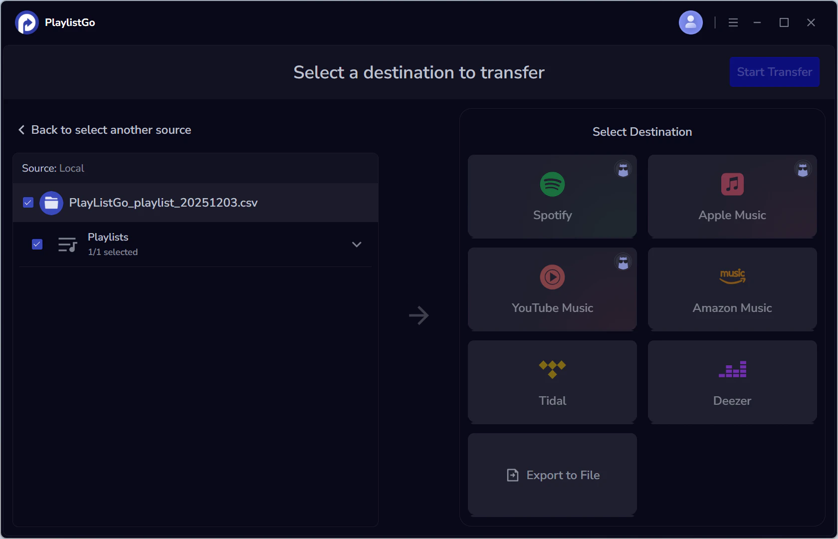 Select the Target Streaming Platform