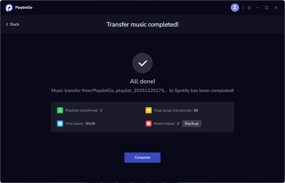 Start Import and Complete