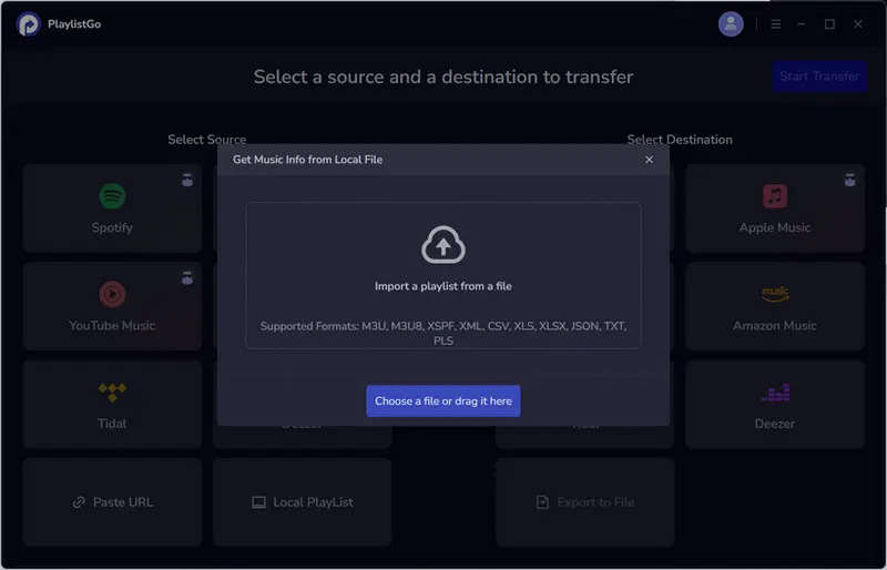 Step 2: Select the Source Music Platform