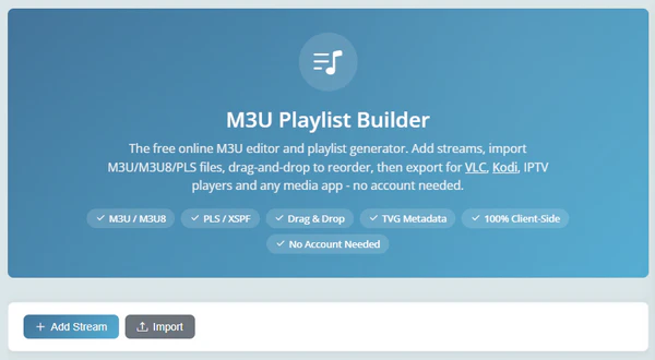 Free-Codecs Playlist Builder interface