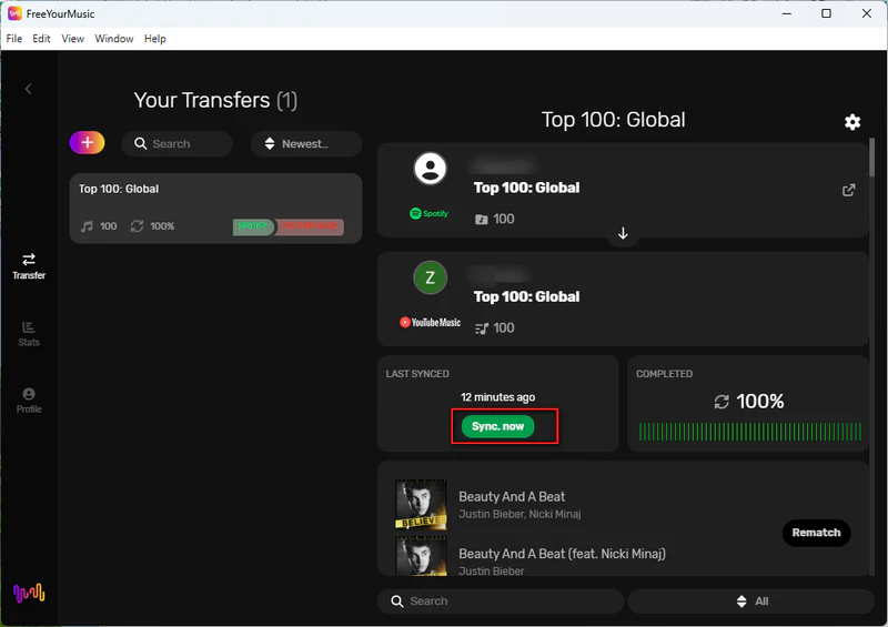 freeyourmusic auto sync