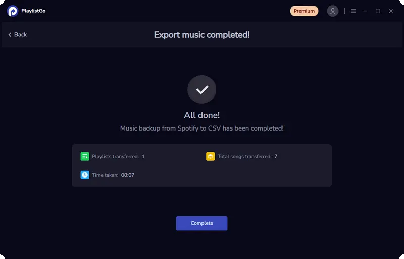 Step 4: Start Exporting Spotify to CSV