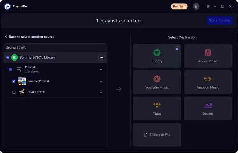 Step 2: Select the Source Music Platform