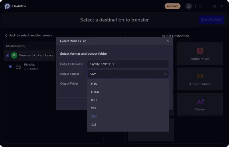 Step 3: Select Your Destination Music Platform