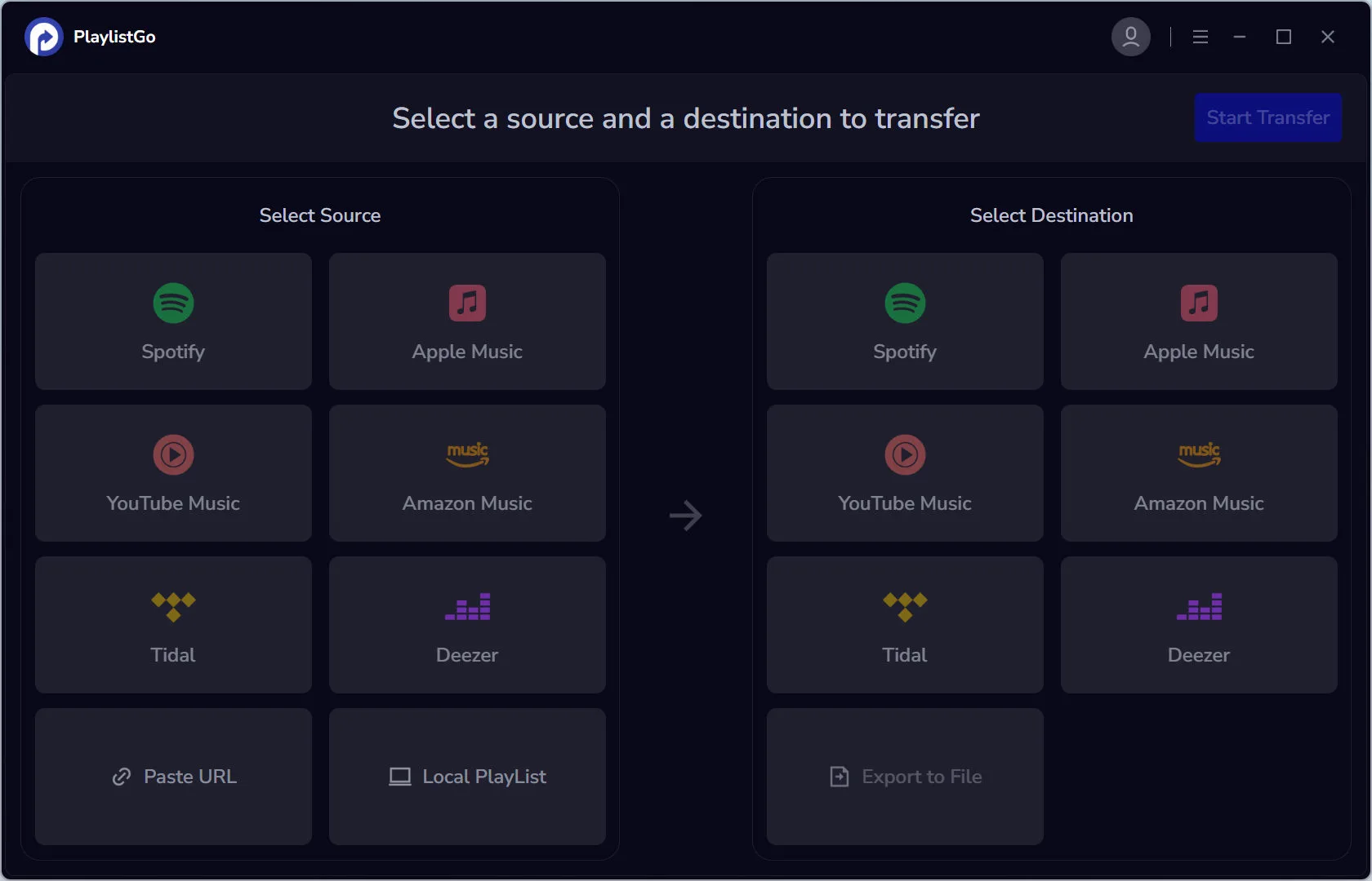 main interface of playlistgo