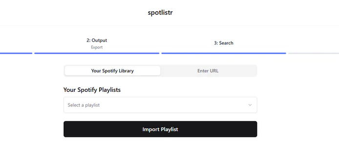 Spotlistr interface for exporting a Spotify playlist with custom fields