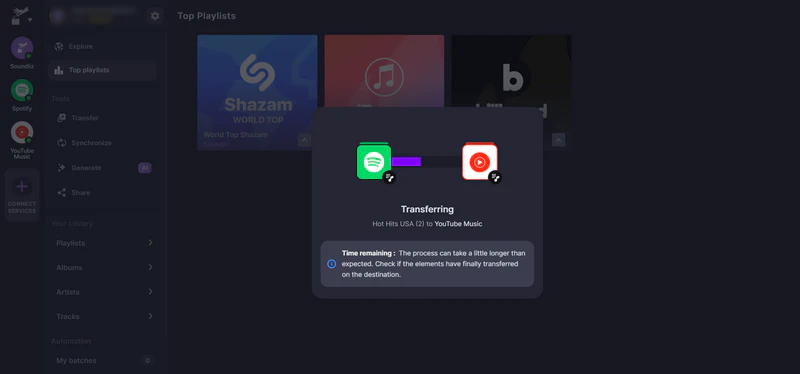 transfer speed soundiiz