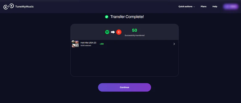 transfer speed tunemymusic
