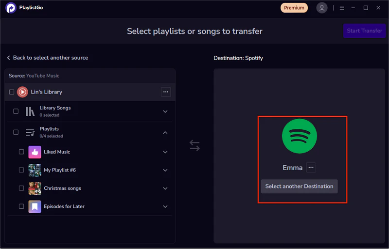 Step 3: Select Spotify as the Destination Music Platform