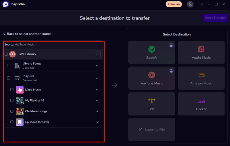 Step 2: Select YouTube Music as the Source Music Platform