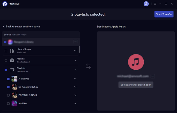 choose apple music as destination