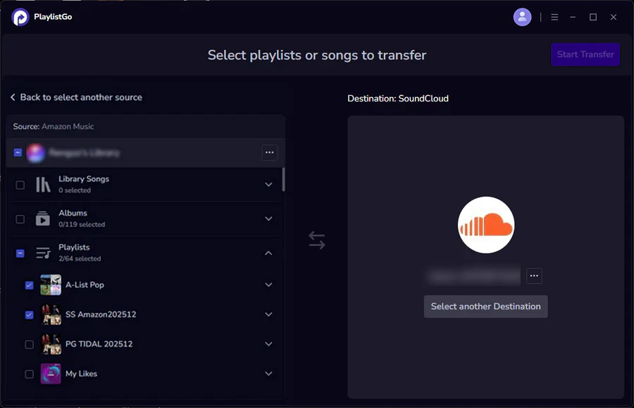 choose soundcloud as destination