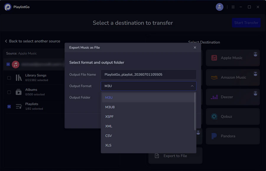 Step 2: Choose M3U as the Export Format