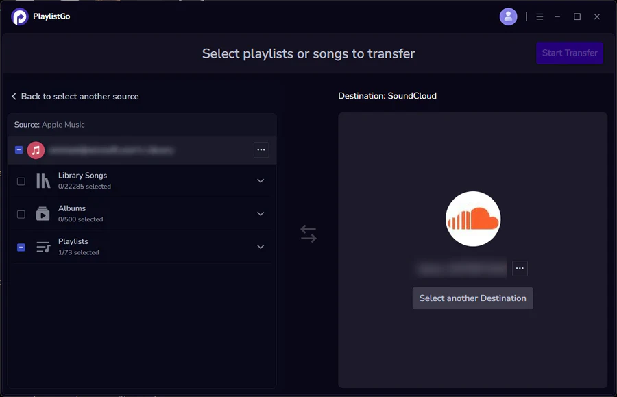 choose soundcloud as destination