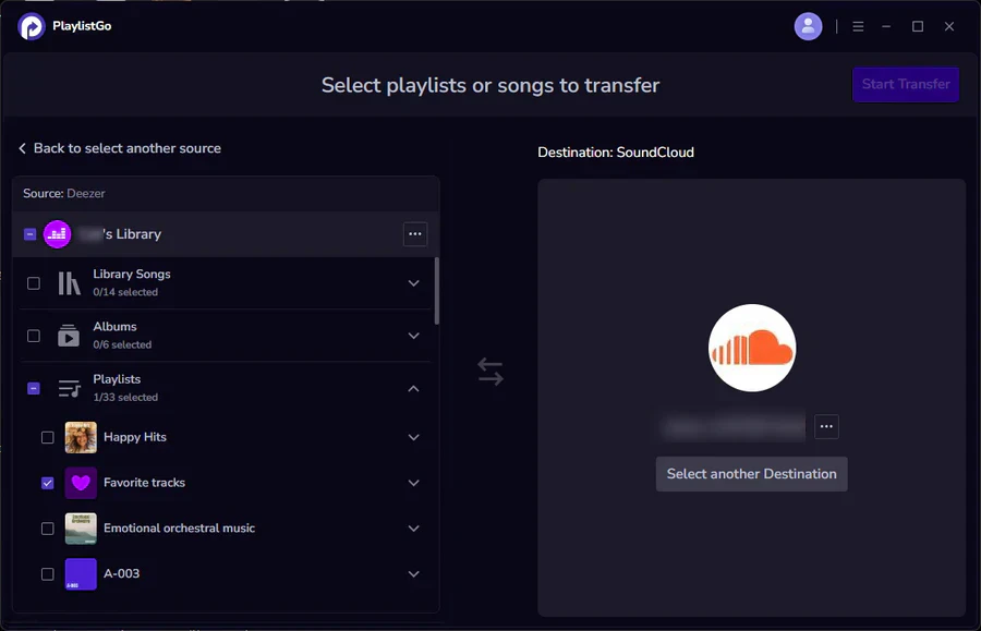 choose soundcloud as destination