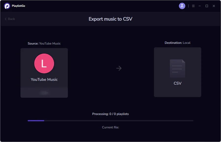 Step 3: Start exporting YouTube Music to CSV
