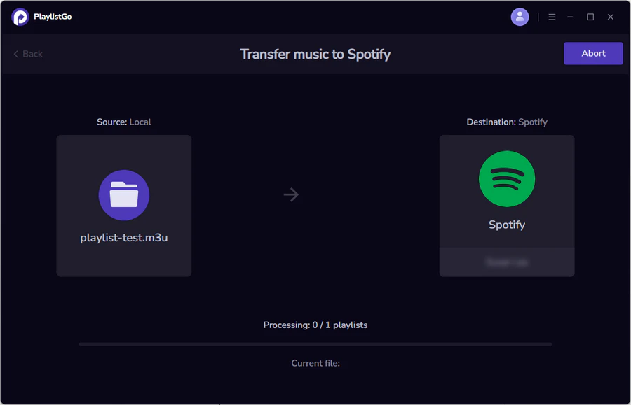 Start importing M3U playlist to Spotify using PlaylistGo