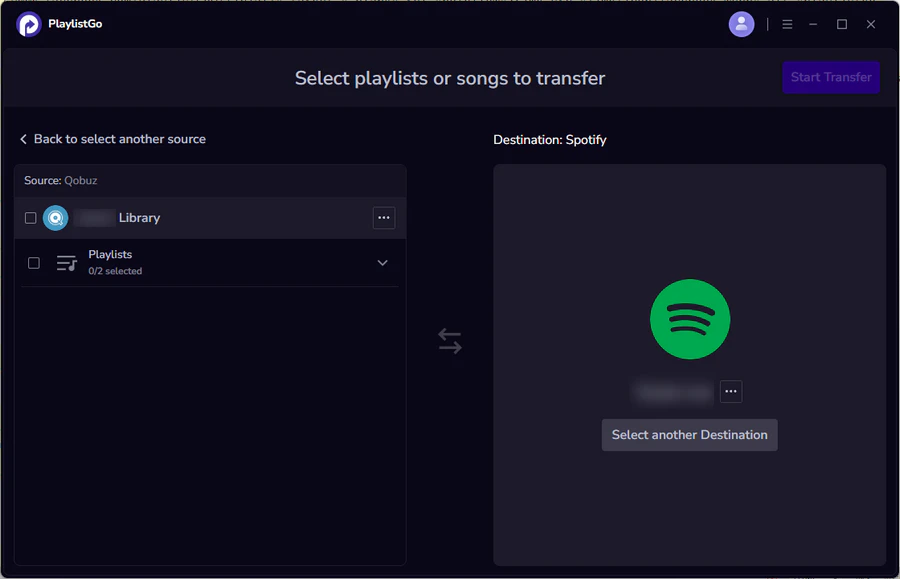choose spotify as destination