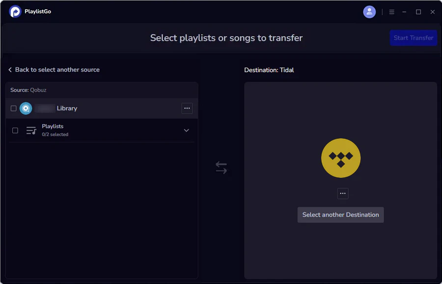 choose tidal as destination