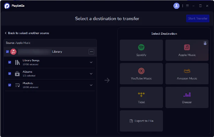 select apple music as source