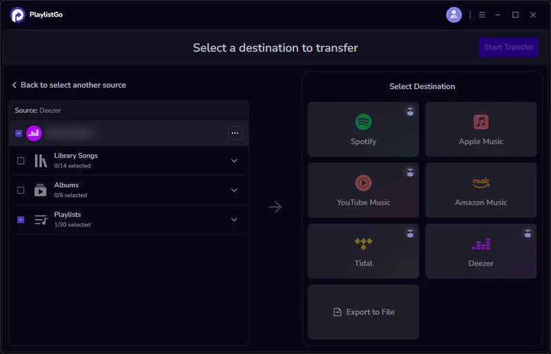 select deezer as source