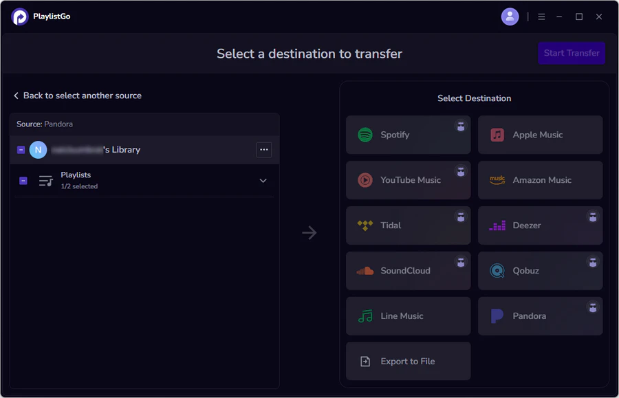 select pandora as source